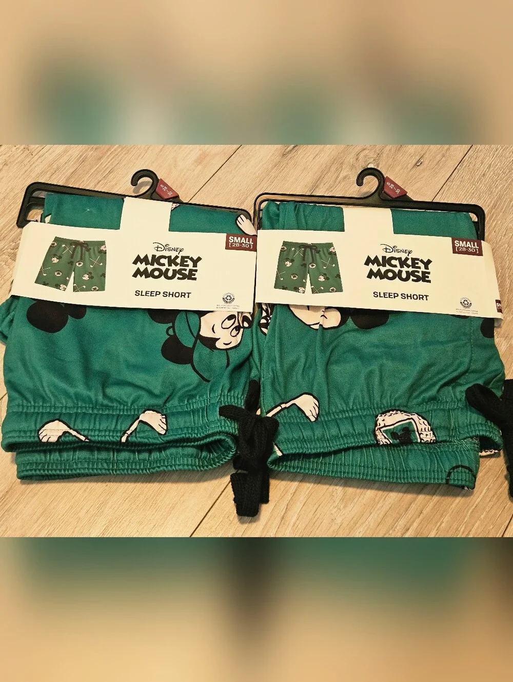 Lot of 2 Disney Mickey Mouse Men's Golf Pajama Sleep Shorts Green Size Small NWT